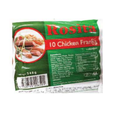 ROSISTA CHICKEN FRANKFURTERS 340G