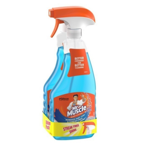 MR MUSCLE GLASS CLEANER S/ACTIV 500MLX2