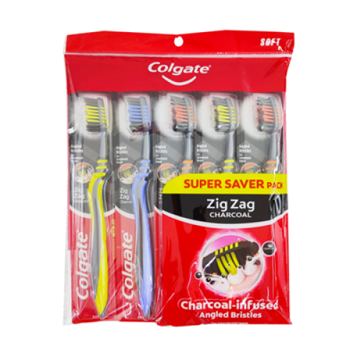 COLGATE ZIG ZAG CHARCOAL TBRUSH 5'S