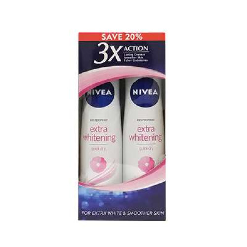 NIVEA (F) SPRAY EXTRA WHITE T/P@20% 150ML*2