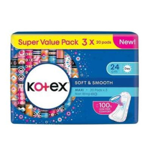 KOTEX SOFT & SMOOTH MAXI N.WING 20S*3