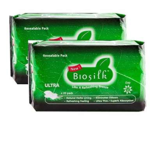 BIOSILK ULTRA DAY SANITARY PAD 20S*2