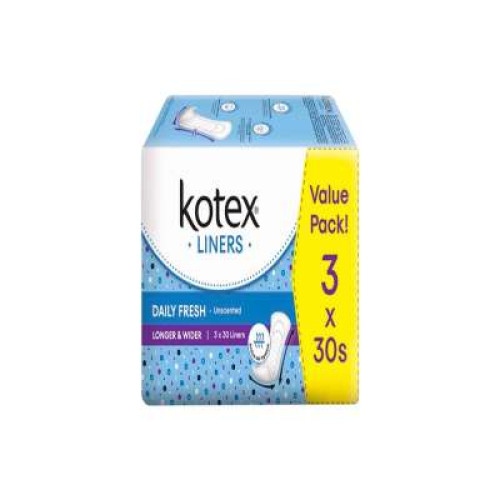 KOTEX LINERS DAILY FRESH L&W 30SX3