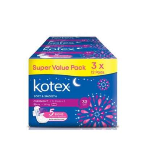 KOTEX OVERNIGHT WING 32CM 12S*3