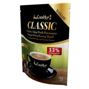 CHEK HUP 3IN1 WHITE COFFEE CLASSIC HAZELNUT 37G*12 CHEK HUP 3IN1 WHITE COFFEE CLASSIC HAZELNUT 37G*12