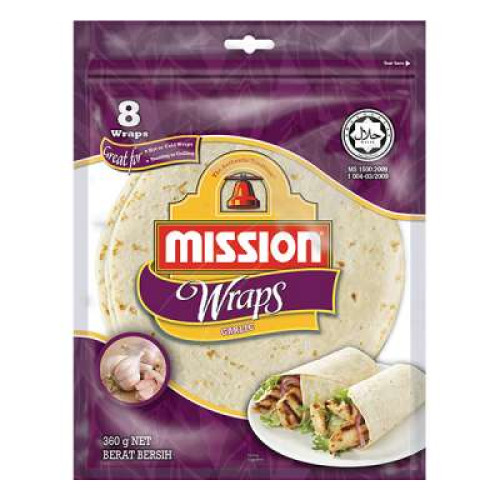 MISSION WRAPS GARLIC 360G