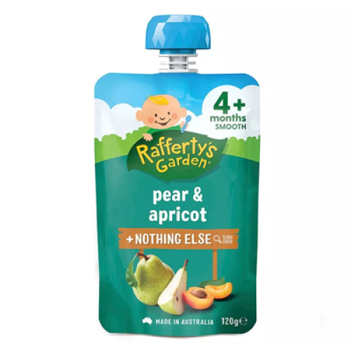 RAFFERTY'S GARDEN PEAR APRICOT BABY FOOD 120GM