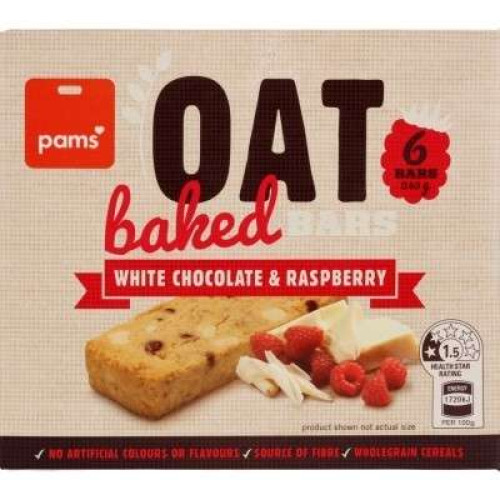 PAMS OAT BAKED BARS - WHITE CHOCOLATE & RASPBERRY