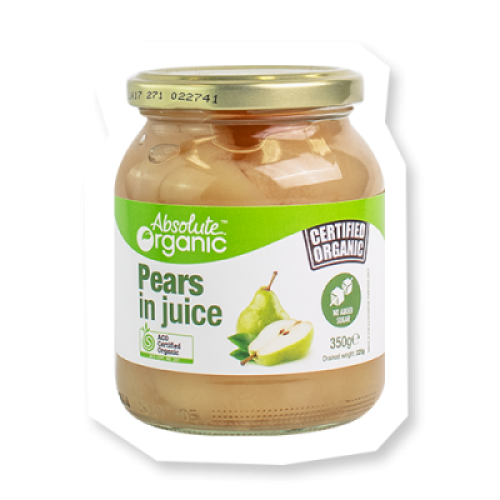 ABSOLUTE ORGANIC PEARS IN JUICE 350G