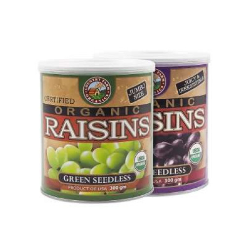 COUNTRY FARM TWIN PACK ORG RAISIN (G/R) 300G