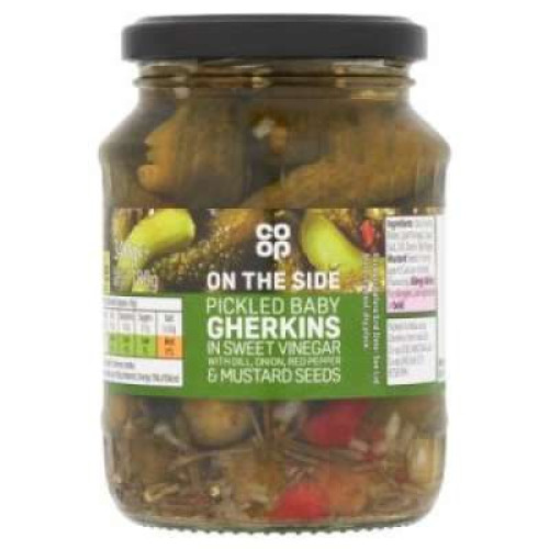 CO OP PICKLED BABY GHERKINS IN SWEET VIN 340G