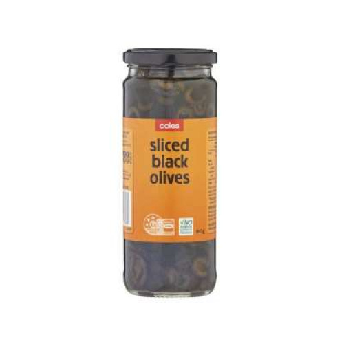 COLES OLIVES SLICED BLACK 445G