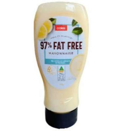 COLES 97% FAT FREE MAYONNAISE 525G