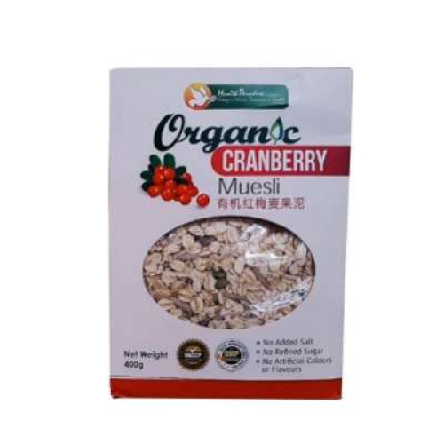 HEALTH PARADISE ORGANIC MUESLI CRANBERRY 400G