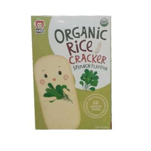 APPLE MONKEY ORG.RICE CRACKER-SPINACH 30G