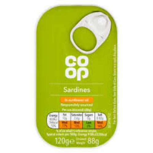 CO OP SARDINES IN SUNFLOWER OIL 120G