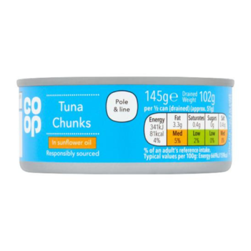 CO OP TUNA CHUNKS IN SUNFLOWER O 145G