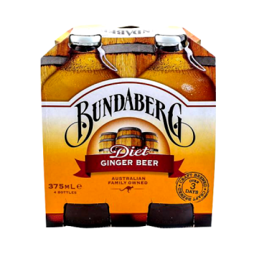 BUNDABERG ROOT GINGER BEER DIET 375ML*4