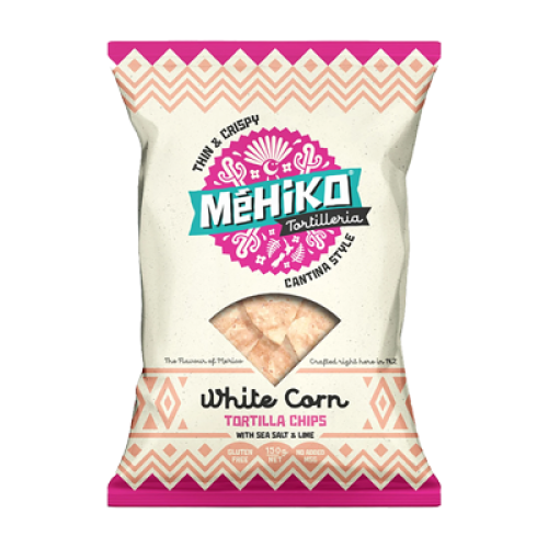 MEHIKO WHITE CORN CHIPS LIME 150G