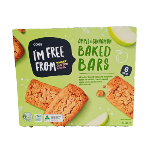 COLES I'M FREE FROM BAKES APPLE & CINNAMON 6 P