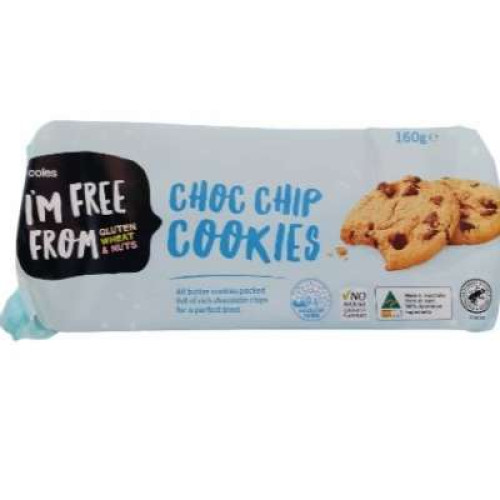 COLES I M FREE FROM BAKES CHIP COOKIES 160G