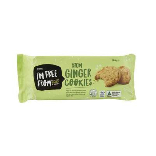 COLES STEM GINGER COOKIES I M FREE 160G