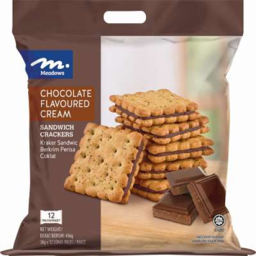 MEADOWS  SANDWICH CRACKER CHOC CREAM 456G 