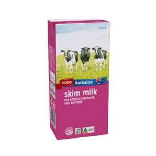 COLES AUST SKIM LONG LIFE MILK1 L