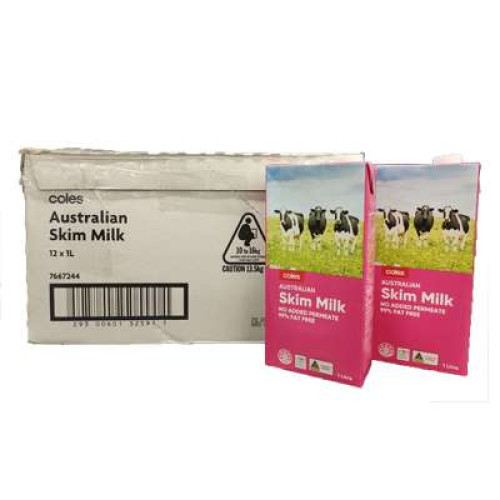 COLES AUS SKIM LONG LIFE MILK 1L*12 