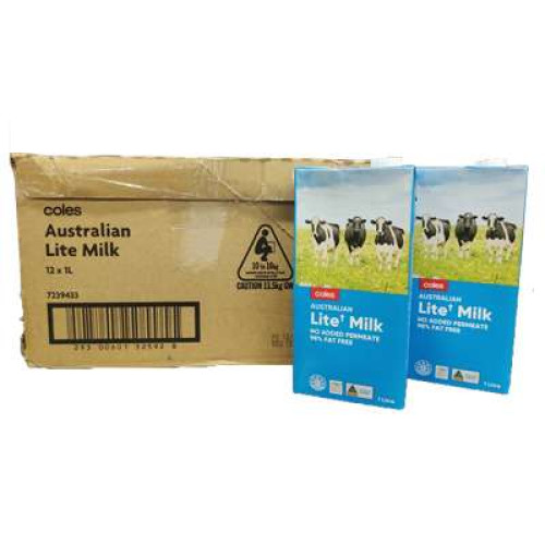 COLES AUS LITE LONG LIFE MILK 1L*12