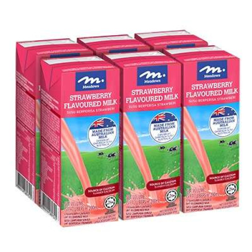 MEADOWS UHT MILK STRAWBERRY FLV 200ML X 6