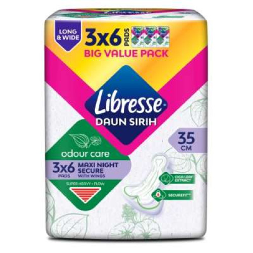 LIBRESSE ODOUR CARE WB NIGHT W 35CM 3X6S 