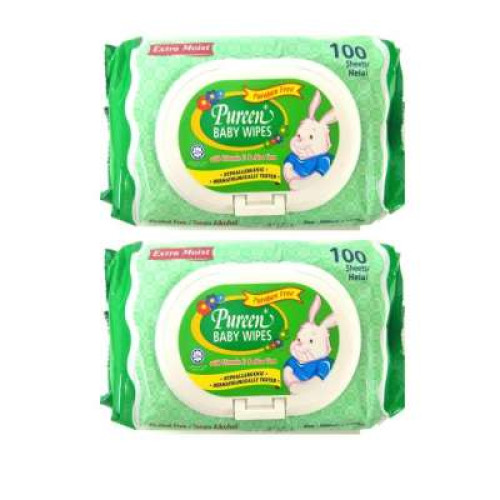 PUREEN BWWH2100 BABY WIPES GRN 100'Sx2