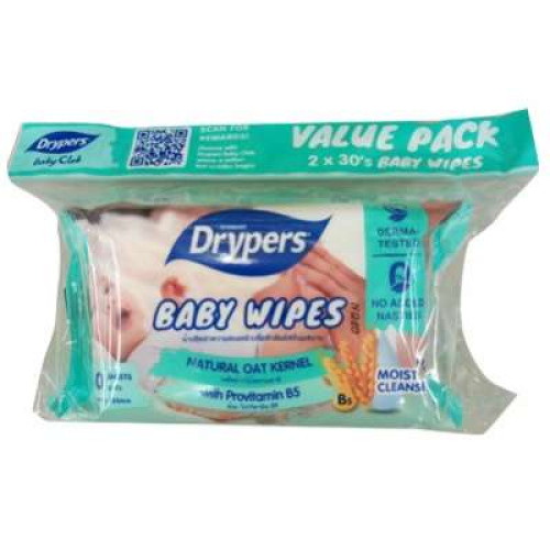 DRYPERS BABY WIPES 30'SX2