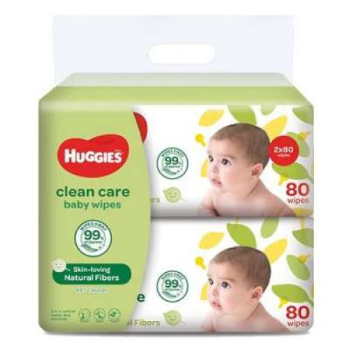 HUGGIES BABY WIPES CLEAN 80S X2