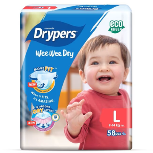 DRYPERS WEE WEE MEGA L 58'S