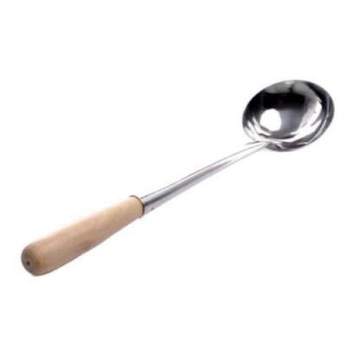 AH1201 WOODEN HANDLE STEEL SOUP LADLE